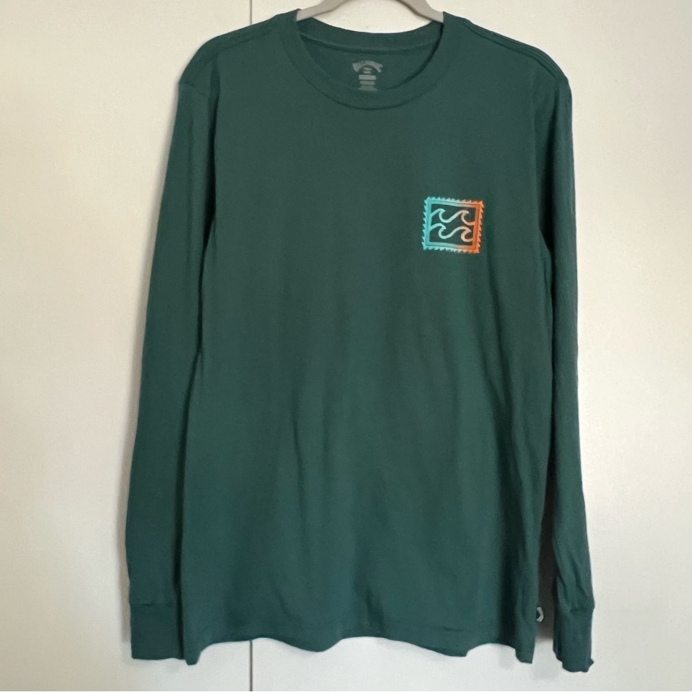 Billabong Crayon Wave Men’s Long Sleeve T-shirt size small teal green